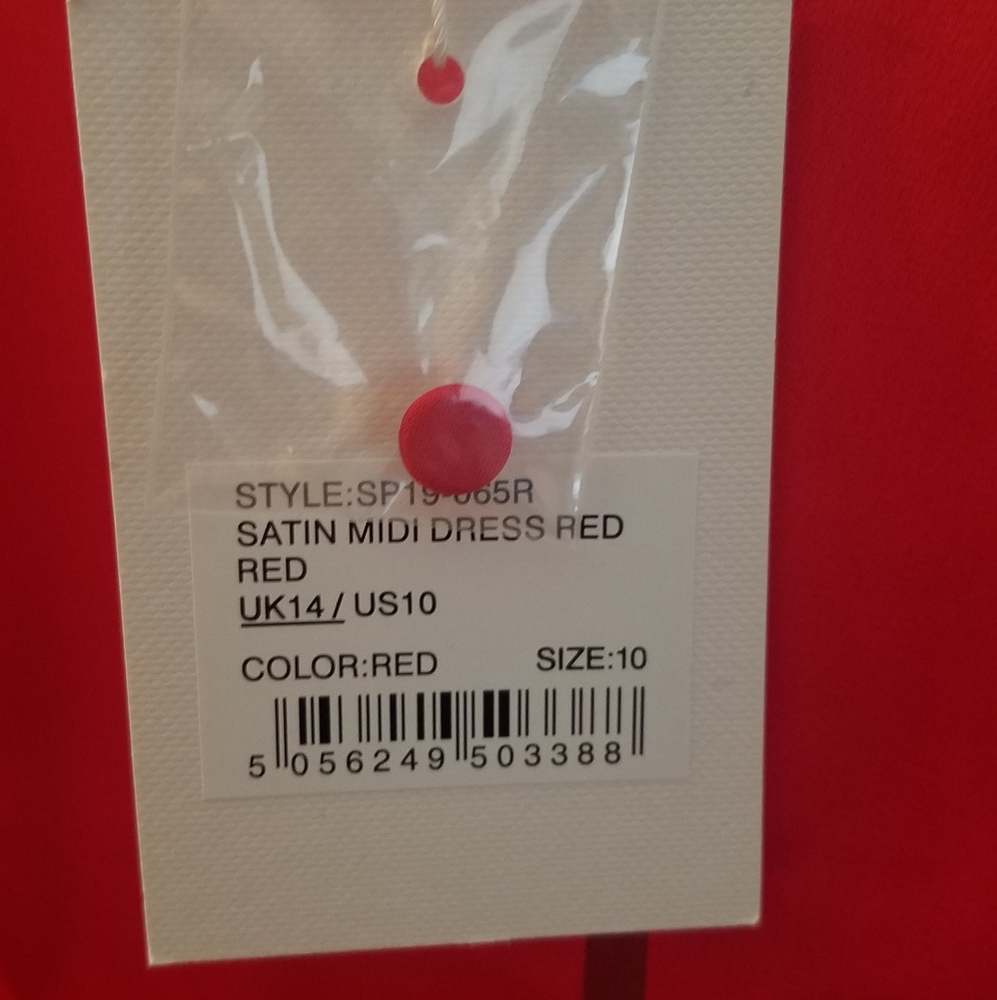 NWT Self-Portrait red satin handkerchief hem midi dress - Picture 9 of 16